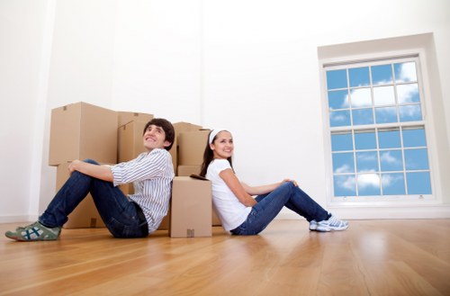 Furniture and boxes being moved for a local Surrey property relocation