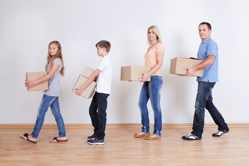 Commercial office moving equipment prepared for a Surrey relocation